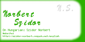 norbert szidor business card